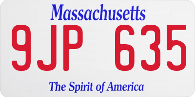 MA license plate 9JP635
