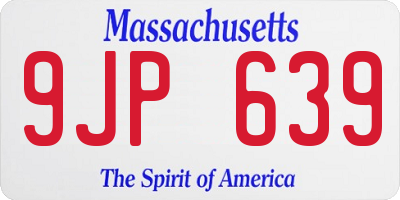 MA license plate 9JP639