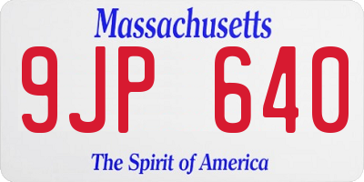 MA license plate 9JP640