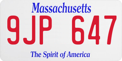 MA license plate 9JP647