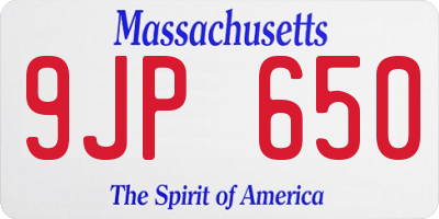 MA license plate 9JP650
