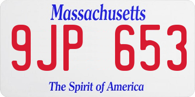 MA license plate 9JP653