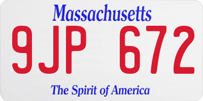 MA license plate 9JP672