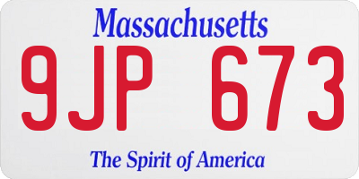 MA license plate 9JP673