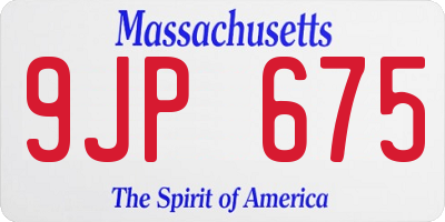 MA license plate 9JP675