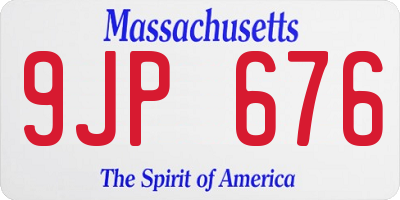 MA license plate 9JP676