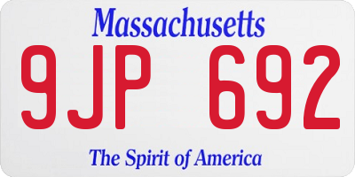 MA license plate 9JP692