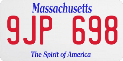 MA license plate 9JP698