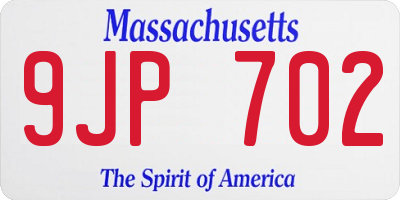 MA license plate 9JP702