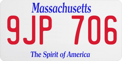 MA license plate 9JP706