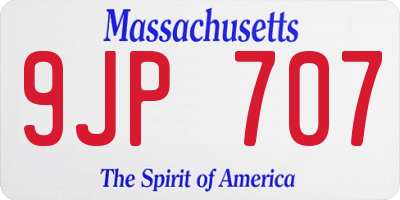 MA license plate 9JP707