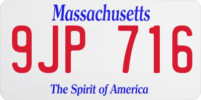MA license plate 9JP716