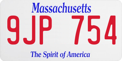 MA license plate 9JP754