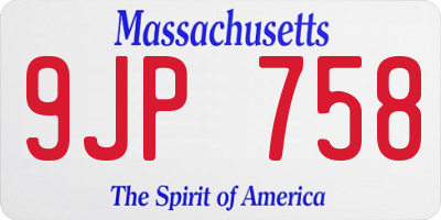 MA license plate 9JP758