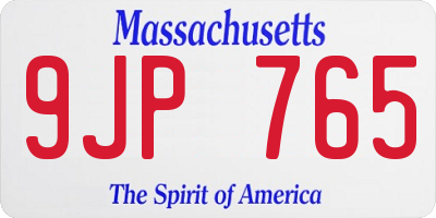 MA license plate 9JP765