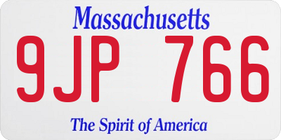 MA license plate 9JP766