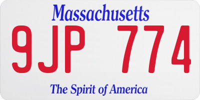 MA license plate 9JP774
