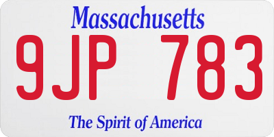 MA license plate 9JP783