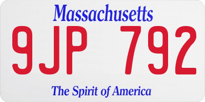 MA license plate 9JP792