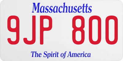 MA license plate 9JP800