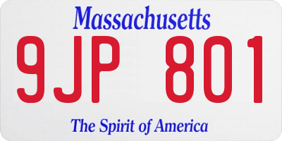 MA license plate 9JP801