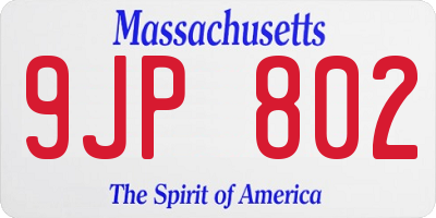 MA license plate 9JP802