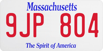 MA license plate 9JP804