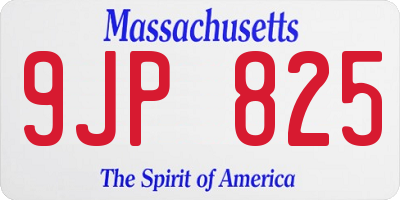 MA license plate 9JP825