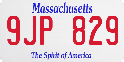 MA license plate 9JP829