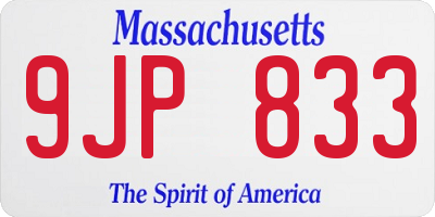 MA license plate 9JP833