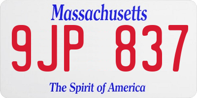 MA license plate 9JP837