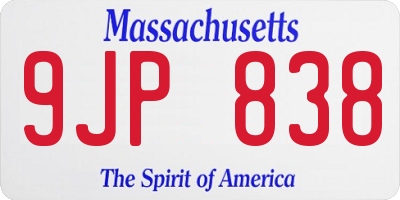 MA license plate 9JP838