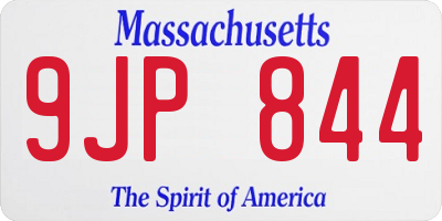MA license plate 9JP844