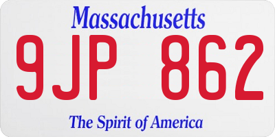 MA license plate 9JP862