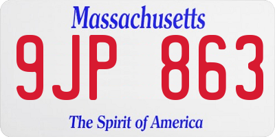 MA license plate 9JP863