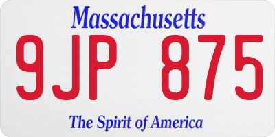 MA license plate 9JP875