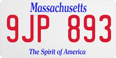 MA license plate 9JP893