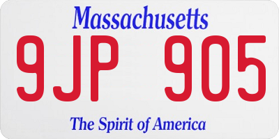 MA license plate 9JP905