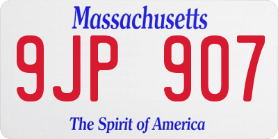 MA license plate 9JP907