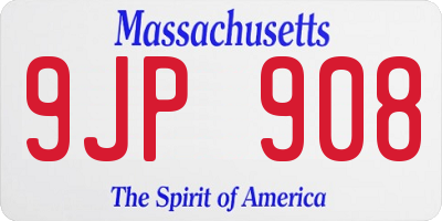 MA license plate 9JP908