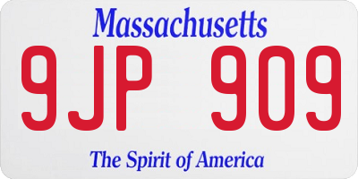 MA license plate 9JP909