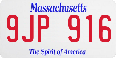 MA license plate 9JP916