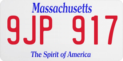 MA license plate 9JP917