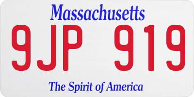 MA license plate 9JP919