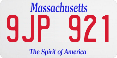 MA license plate 9JP921