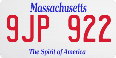 MA license plate 9JP922