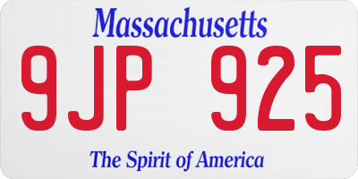MA license plate 9JP925