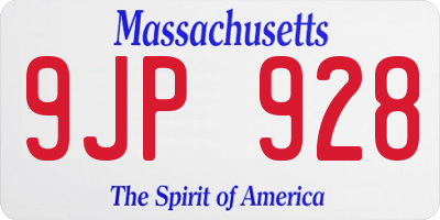 MA license plate 9JP928