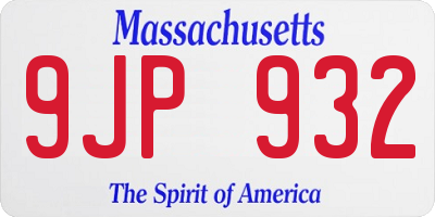 MA license plate 9JP932