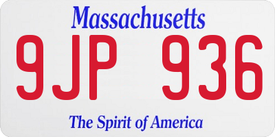 MA license plate 9JP936
